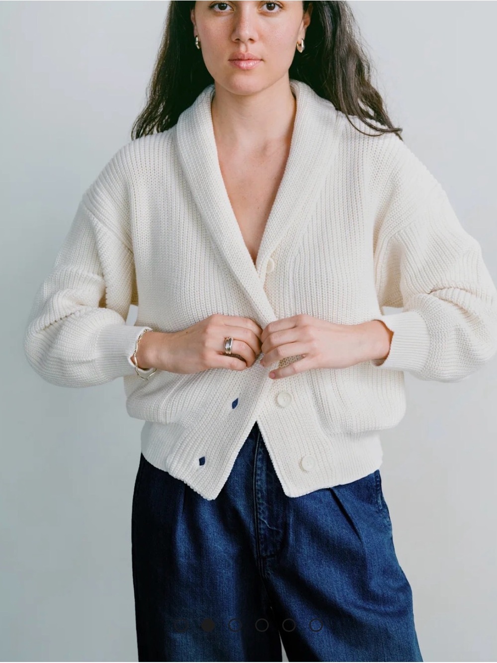 OZMA of California Sloan Cardigan Sweater Cotton Ecru S